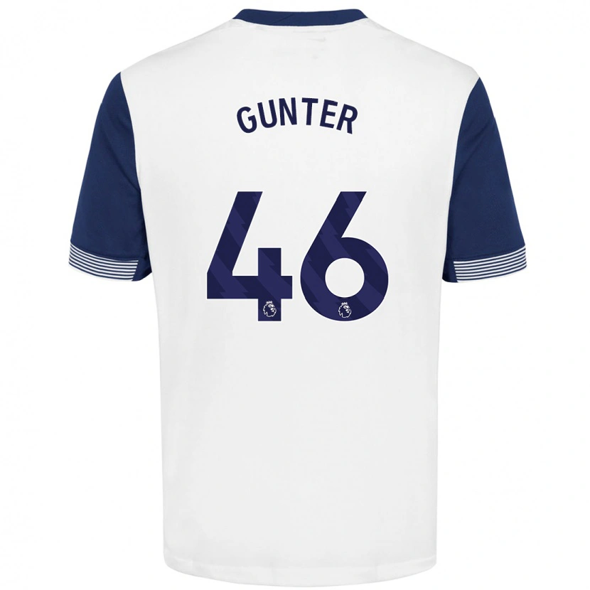 Danxen Enfant Maillot Luca Gunter #46 Blanc Bleu Tenues Domicile 2024/25 T-Shirt