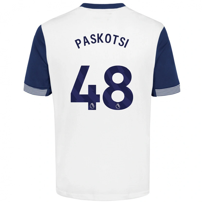 Danxen Enfant Maillot Maksim Paskotsi #48 Blanc Bleu Tenues Domicile 2024/25 T-Shirt