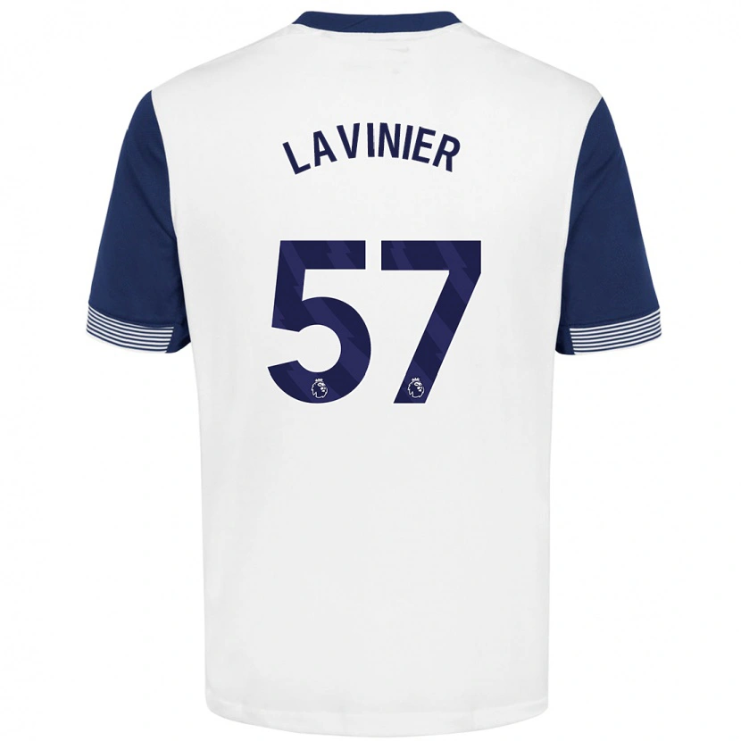 Danxen Enfant Maillot Marcel Lavinier #57 Blanc Bleu Tenues Domicile 2024/25 T-Shirt