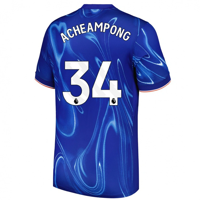 Danxen Enfant Maillot Josh Acheampong #34 Bleu Blanc Tenues Domicile 2024/25 T-Shirt