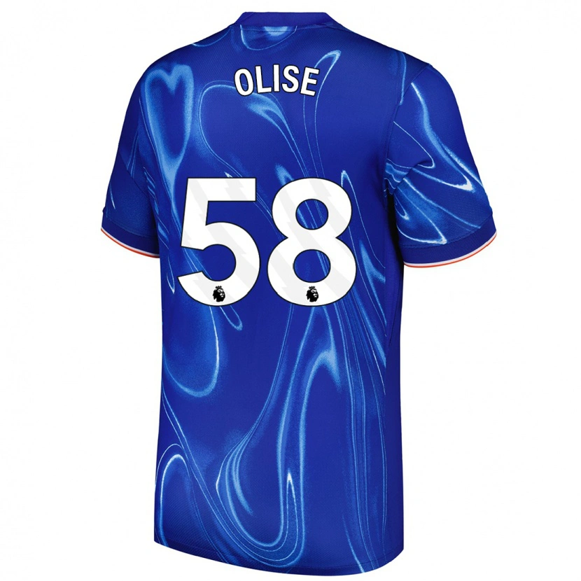 Danxen Enfant Maillot Richard Olise #58 Bleu Blanc Tenues Domicile 2024/25 T-Shirt