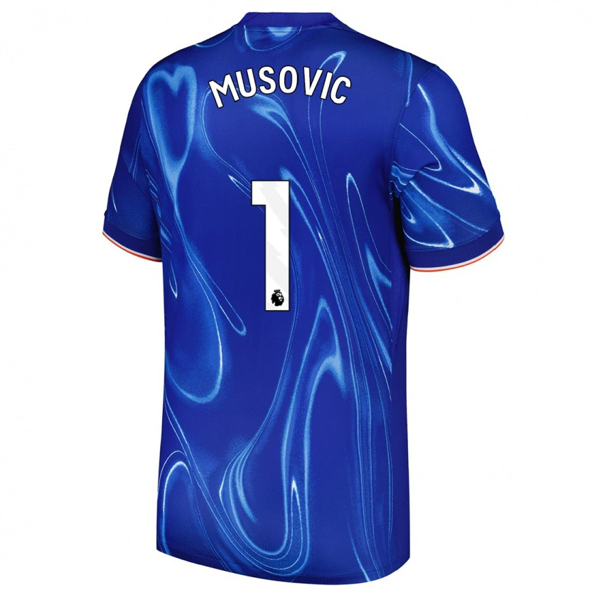 Danxen Enfant Maillot Zećira Mušović #1 Bleu Blanc Tenues Domicile 2024/25 T-Shirt