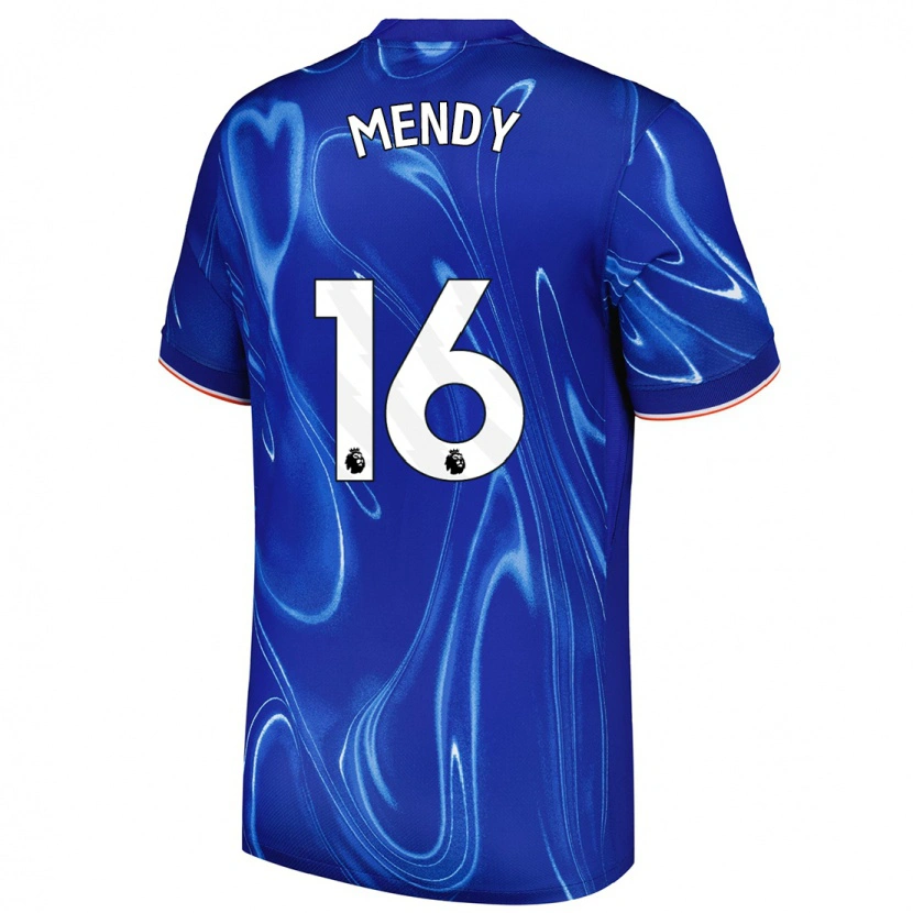 Danxen Enfant Maillot Edouard Mendy #16 Bleu Blanc Tenues Domicile 2024/25 T-Shirt