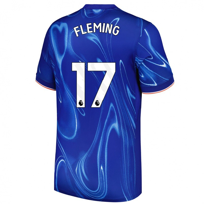 Danxen Enfant Maillot Jessie Fleming #17 Bleu Blanc Tenues Domicile 2024/25 T-Shirt