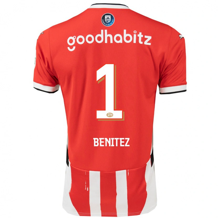 Danxen Enfant Maillot Walter Benítez #1 Rouge Blanc Tenues Domicile 2024/25 T-Shirt