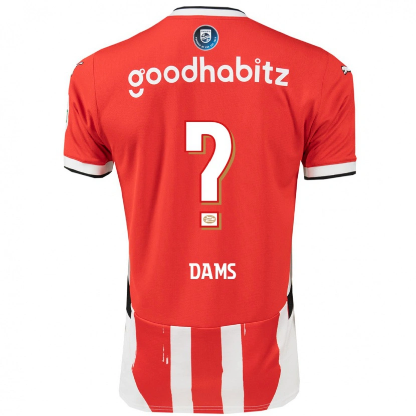 Danxen Enfant Maillot Matteo Dams #0 Rouge Blanc Tenues Domicile 2024/25 T-Shirt