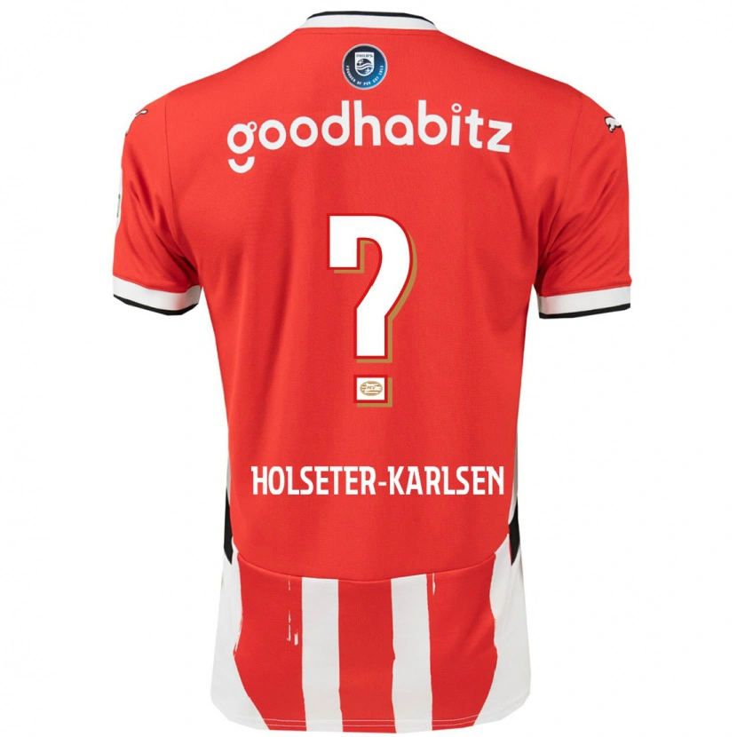 Danxen Enfant Maillot Philip Holseter-Karlsen #0 Rouge Blanc Tenues Domicile 2024/25 T-Shirt