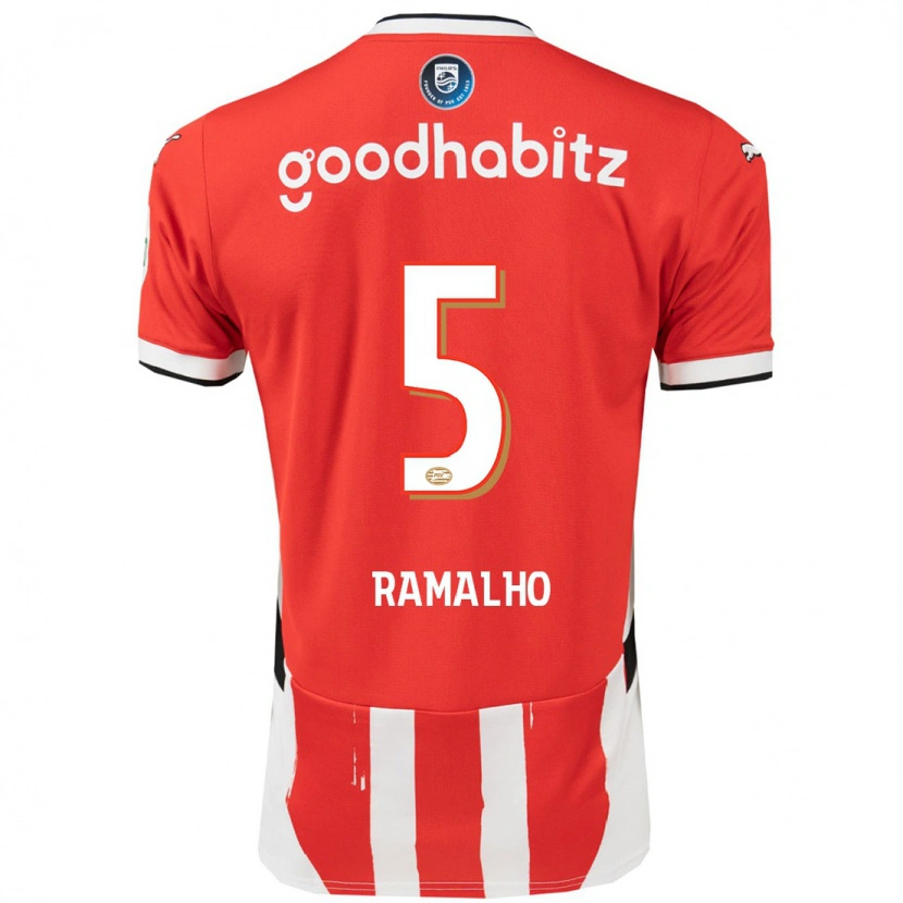 Danxen Enfant Maillot André Ramalho #5 Rouge Blanc Tenues Domicile 2024/25 T-Shirt