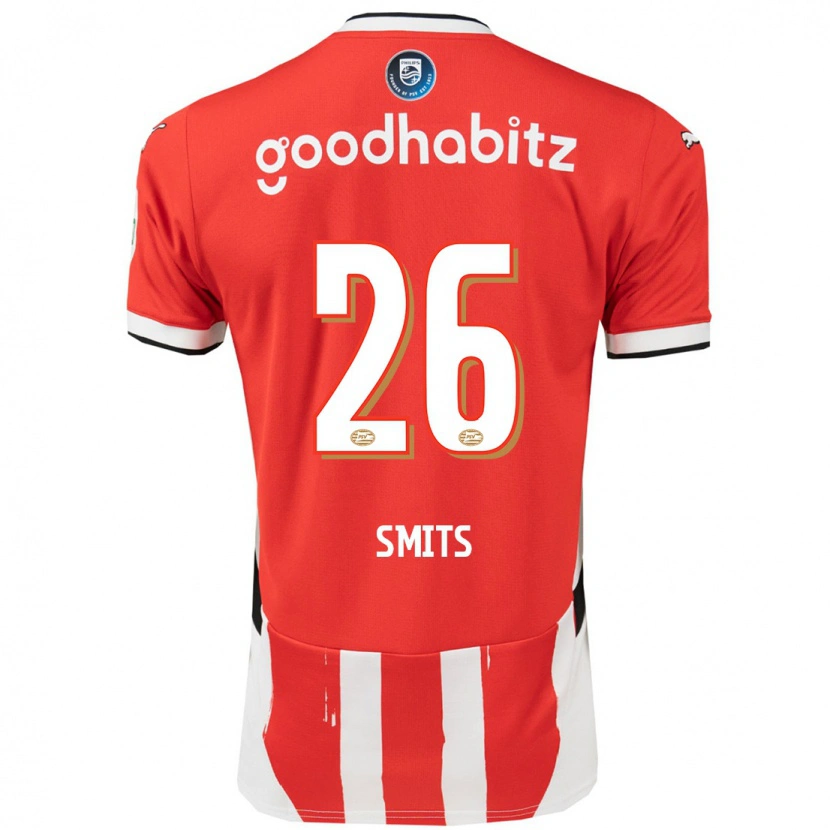 Danxen Enfant Maillot Eef Smits #26 Rouge Blanc Tenues Domicile 2024/25 T-Shirt