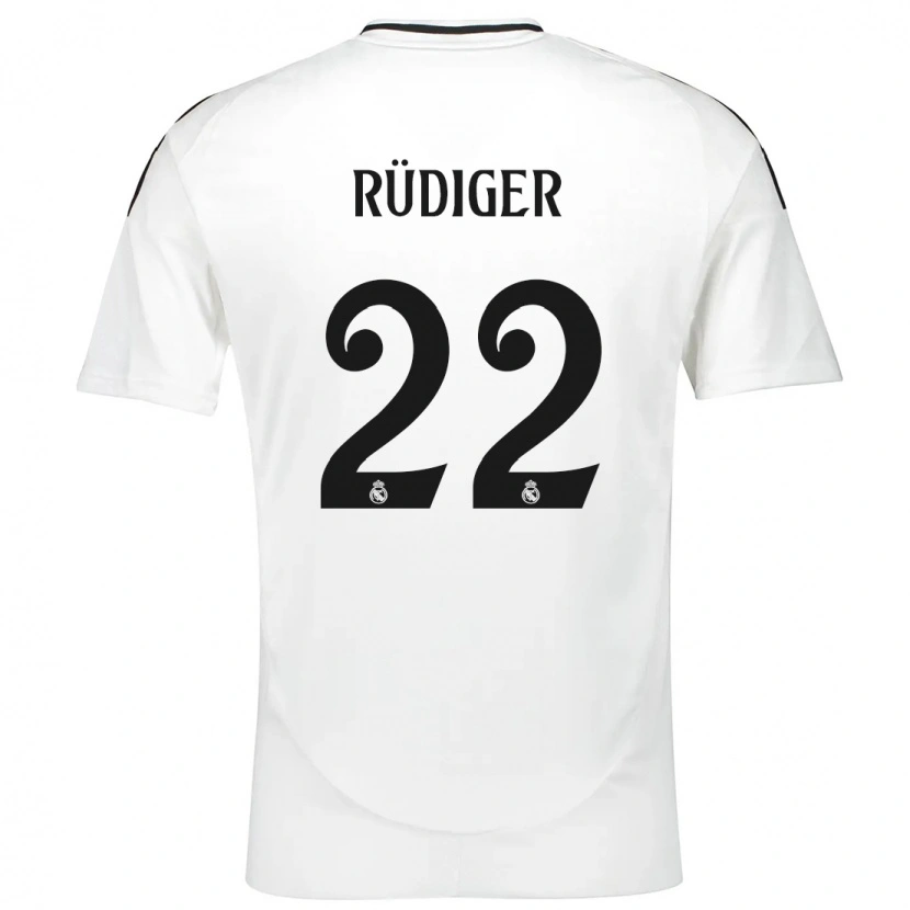 Danxen Enfant Maillot Antonio Rüdiger #22 Blanc Tenues Domicile 2024/25 T-Shirt