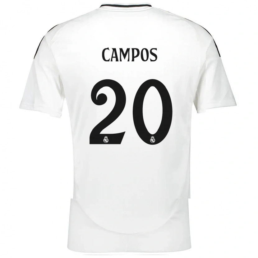 Danxen Enfant Maillot Andrés Campos #20 Blanc Tenues Domicile 2024/25 T-Shirt