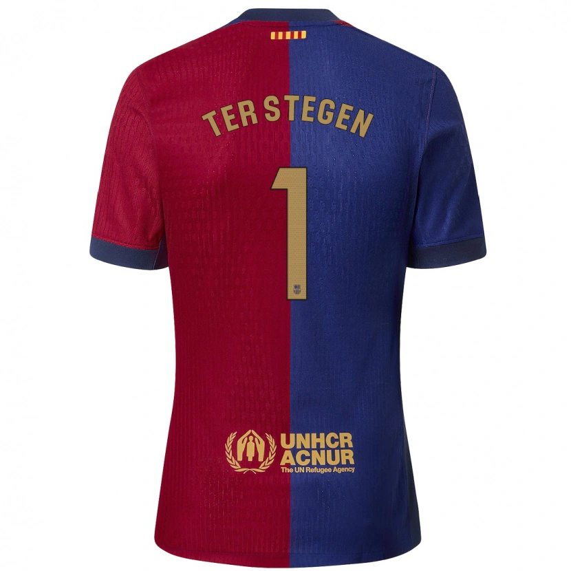 Danxen Enfant Maillot Marc-André Ter Stegen #1 Bleu Rouge Tenues Domicile 2024/25 T-Shirt