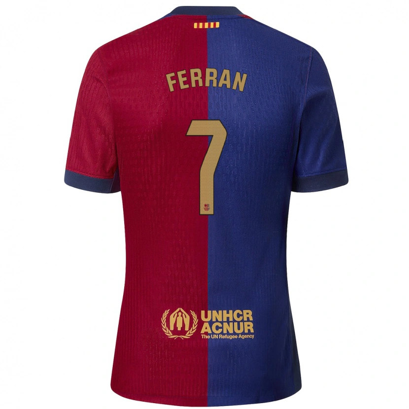 Danxen Enfant Maillot Ferran Torres #7 Bleu Rouge Tenues Domicile 2024/25 T-Shirt