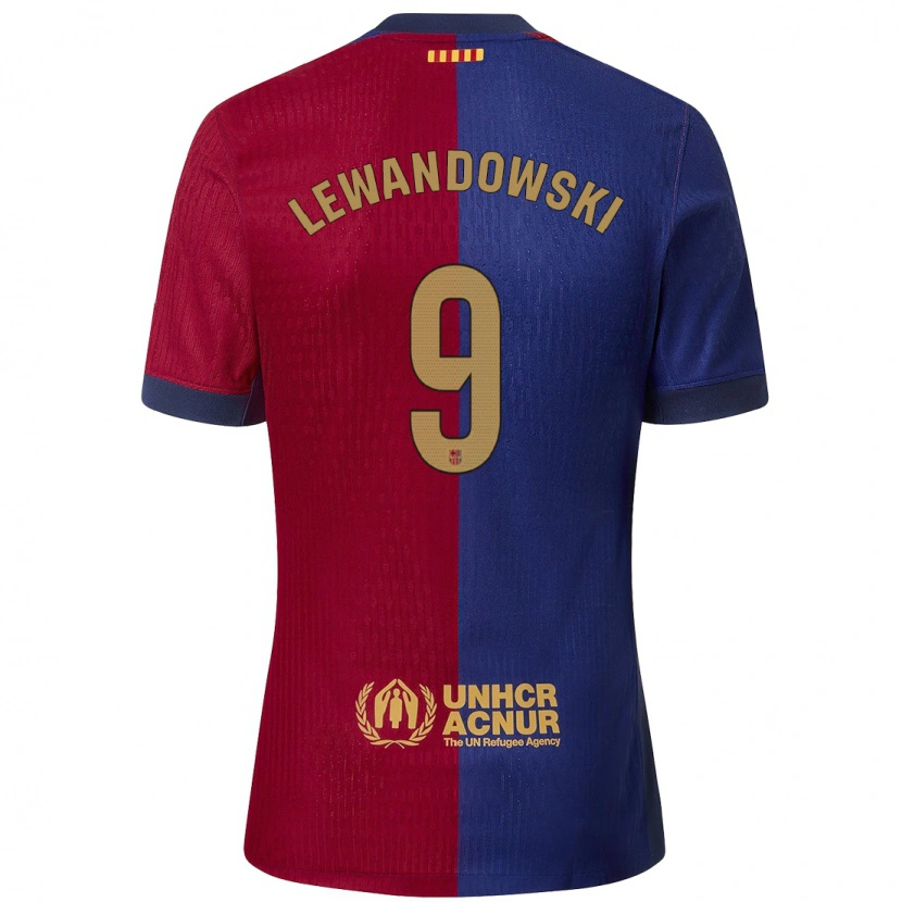 Danxen Enfant Maillot Robert Lewandowski #9 Bleu Rouge Tenues Domicile 2024/25 T-Shirt