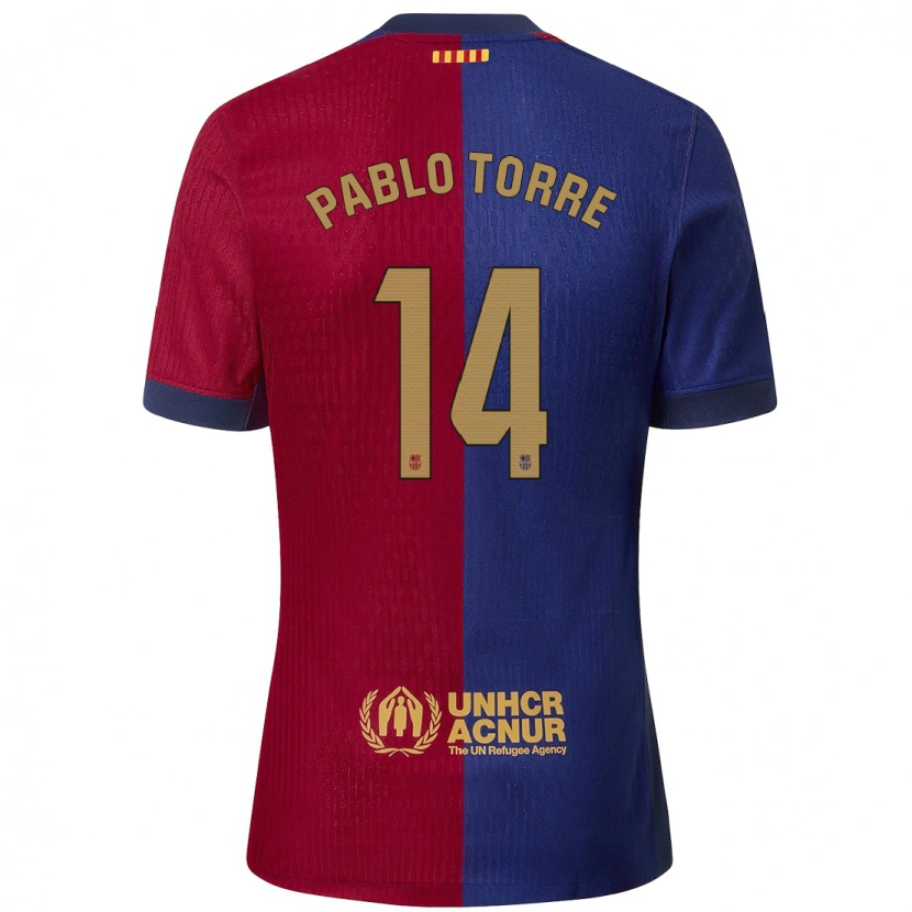 Danxen Enfant Maillot Pablo Torre #14 Bleu Rouge Tenues Domicile 2024/25 T-Shirt