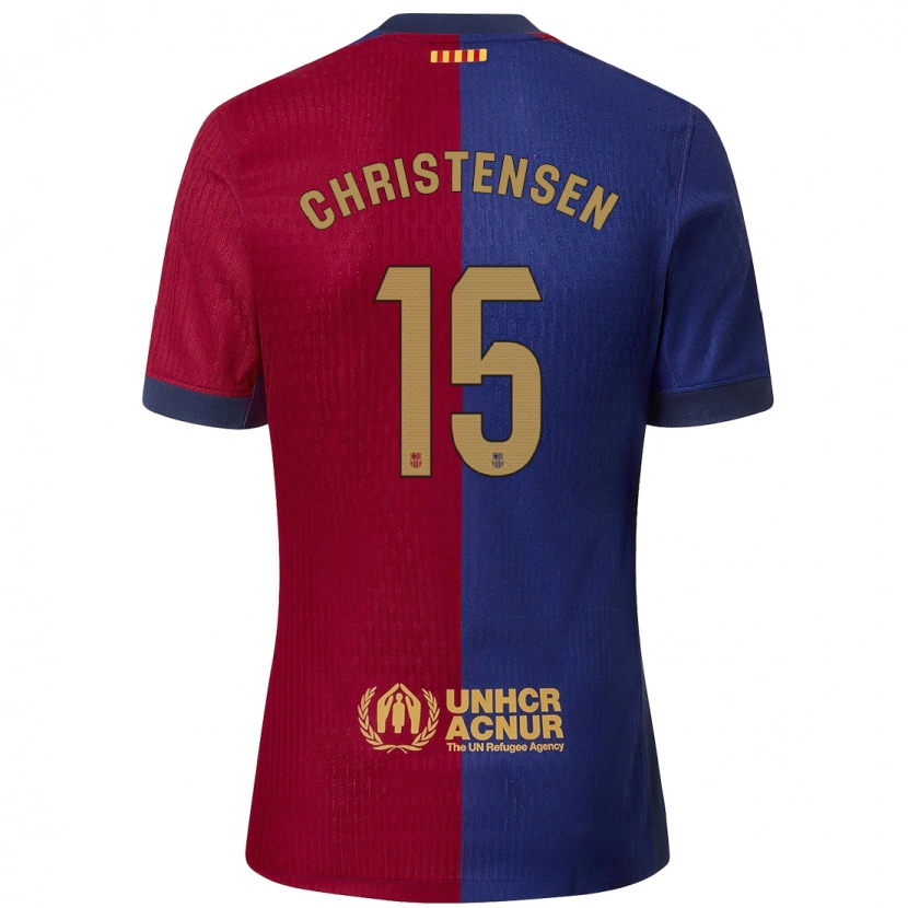 Danxen Enfant Maillot Andreas Christensen #15 Bleu Rouge Tenues Domicile 2024/25 T-Shirt