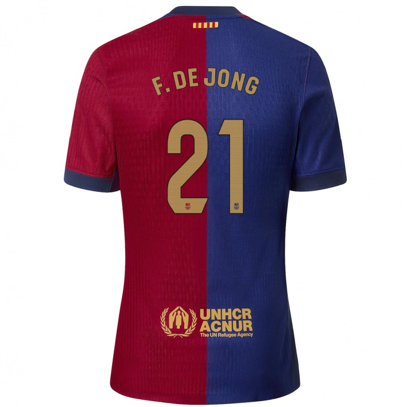 Danxen Enfant Maillot Frenkie De Jong #21 Bleu Rouge Tenues Domicile 2024/25 T-Shirt