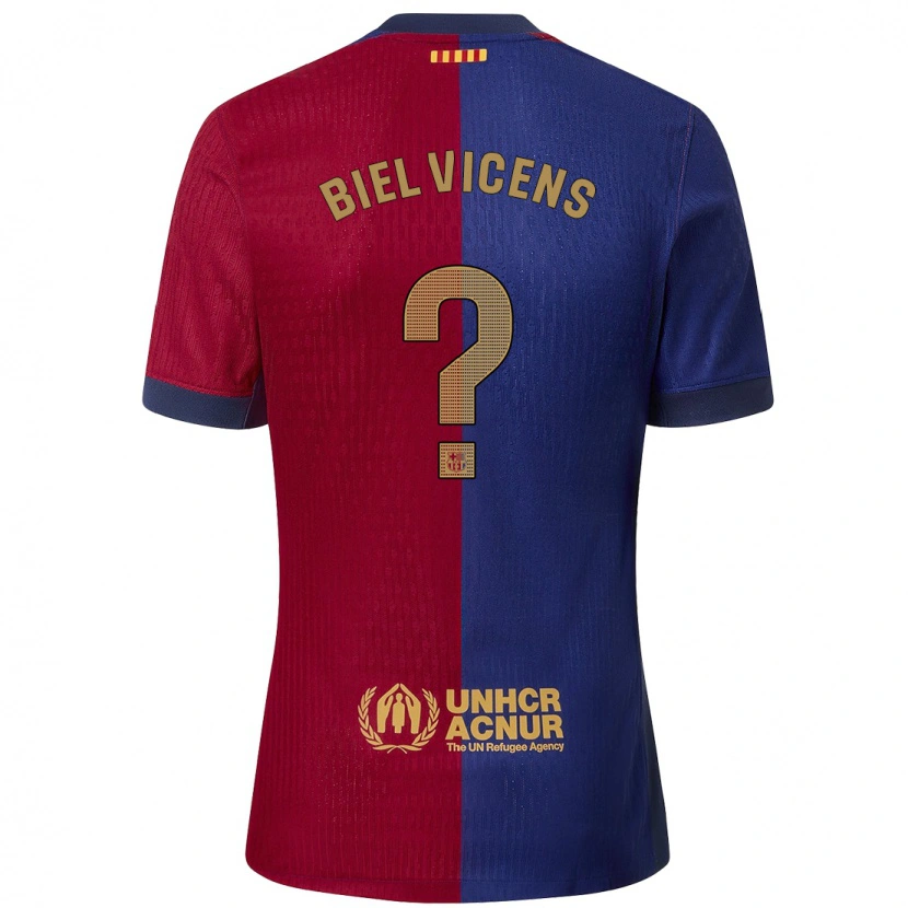 Danxen Enfant Maillot Biel Vicens #0 Bleu Rouge Tenues Domicile 2024/25 T-Shirt