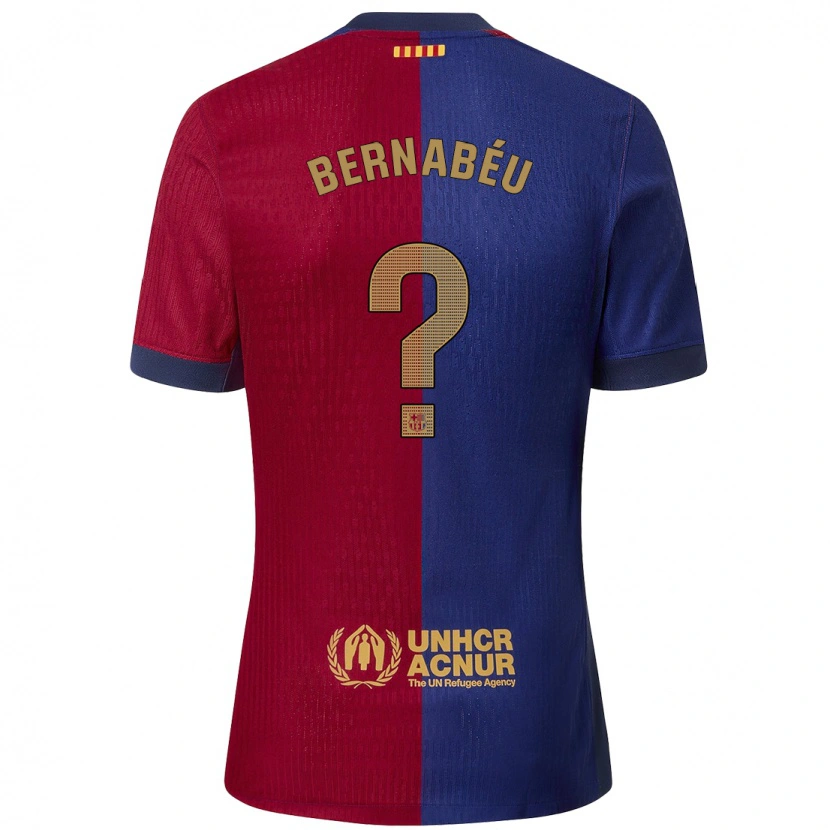 Danxen Enfant Maillot Pol Bernabéu #0 Bleu Rouge Tenues Domicile 2024/25 T-Shirt