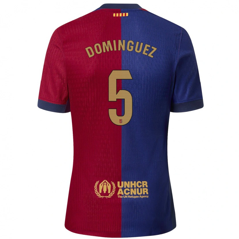 Danxen Enfant Maillot Sergi Domínguez #5 Bleu Rouge Tenues Domicile 2024/25 T-Shirt