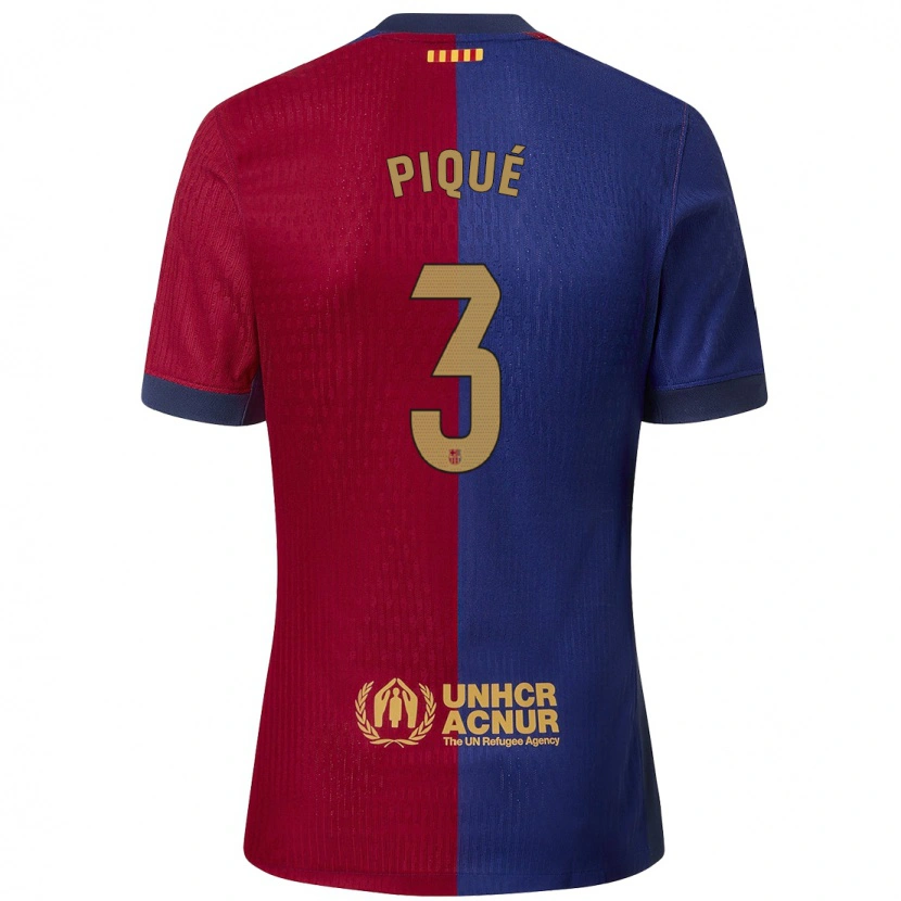 Danxen Enfant Maillot Gerard Pique #3 Bleu Rouge Tenues Domicile 2024/25 T-Shirt