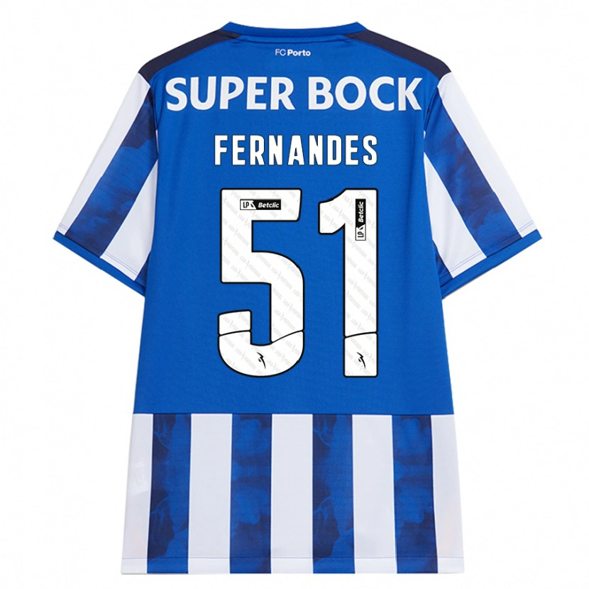 Danxen Enfant Maillot Diogo Fernandes #51 Bleu Blanc Tenues Domicile 2024/25 T-Shirt