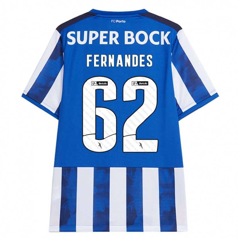 Danxen Enfant Maillot Rodrigo Fernandes #62 Bleu Blanc Tenues Domicile 2024/25 T-Shirt