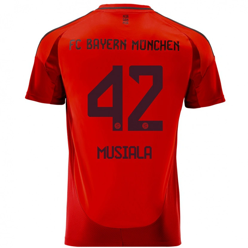 Danxen Enfant Maillot Jamal Musiala #42 Rouge Tenues Domicile 2024/25 T-Shirt