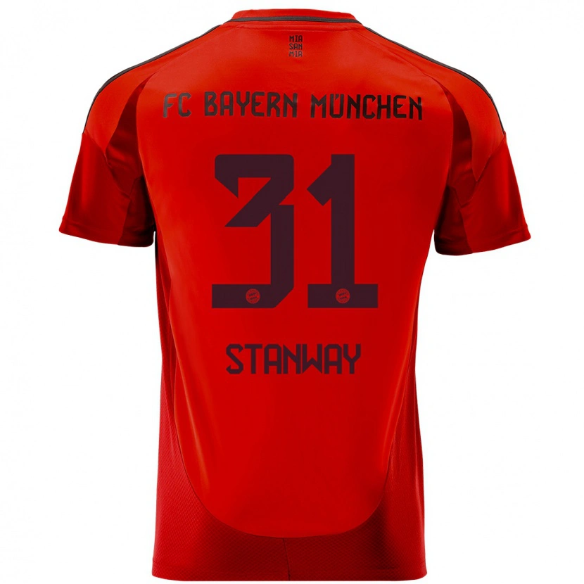 Danxen Enfant Maillot Georgia Stanway #31 Rouge Tenues Domicile 2024/25 T-Shirt