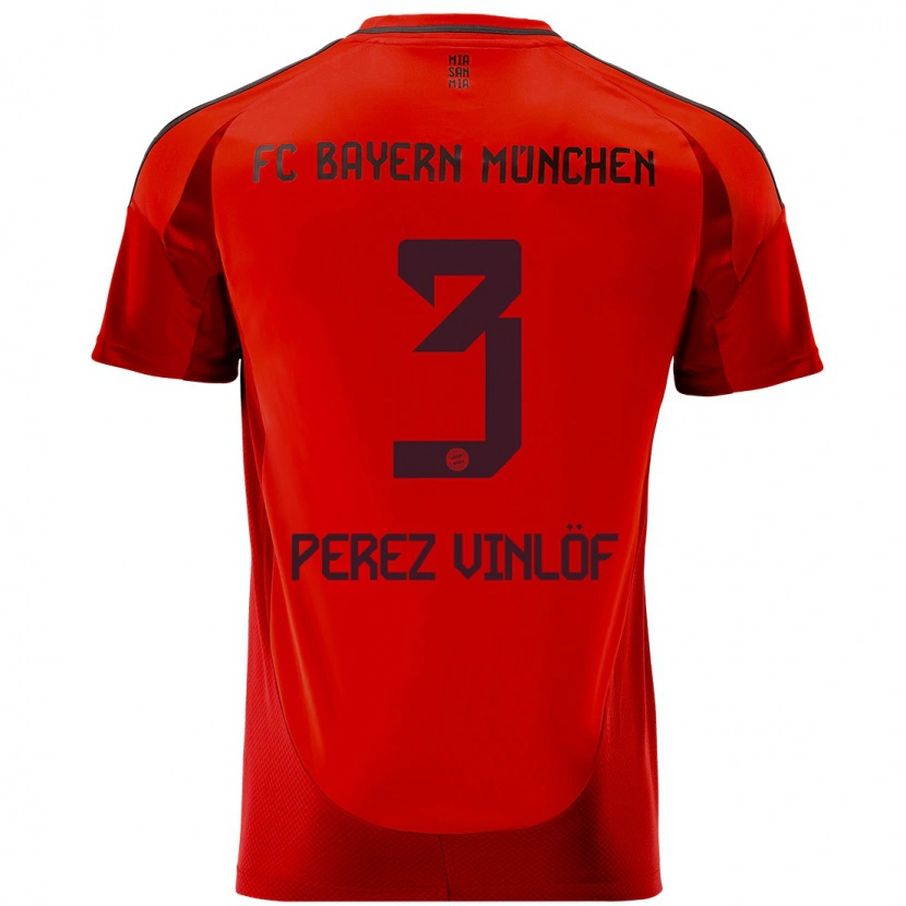 Danxen Enfant Maillot Matteo Perez Vinlöf #3 Rouge Tenues Domicile 2024/25 T-Shirt