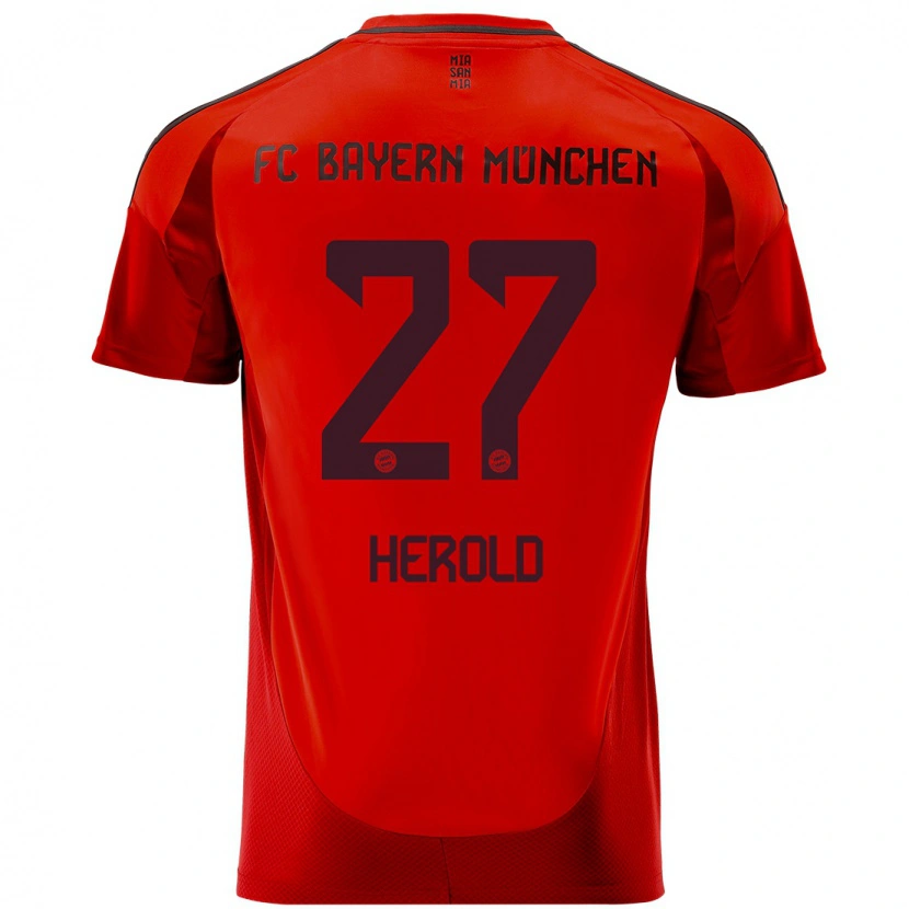 Danxen Enfant Maillot David Herold #27 Rouge Tenues Domicile 2024/25 T-Shirt