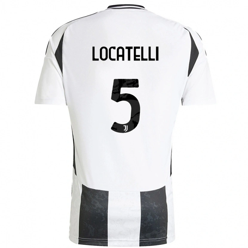 Danxen Enfant Maillot Manuel Locatelli #5 Blanc Noir Tenues Domicile 2024/25 T-Shirt