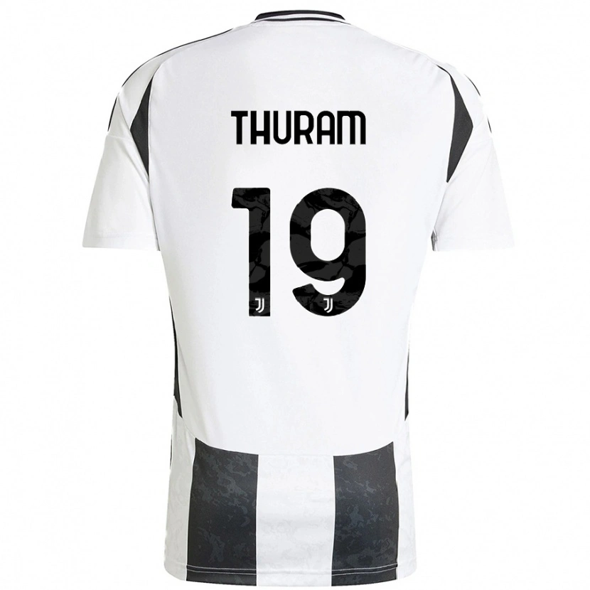 Danxen Enfant Maillot Khéphren Thuram #19 Blanc Noir Tenues Domicile 2024/25 T-Shirt