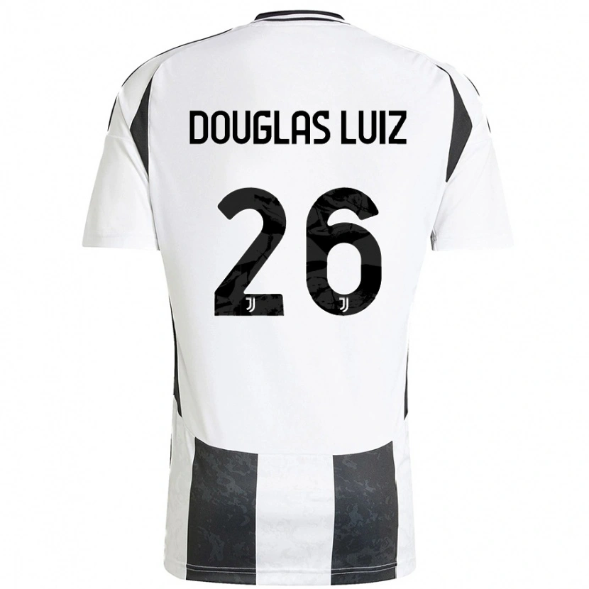 Danxen Enfant Maillot Douglas Luiz #26 Blanc Noir Tenues Domicile 2024/25 T-Shirt