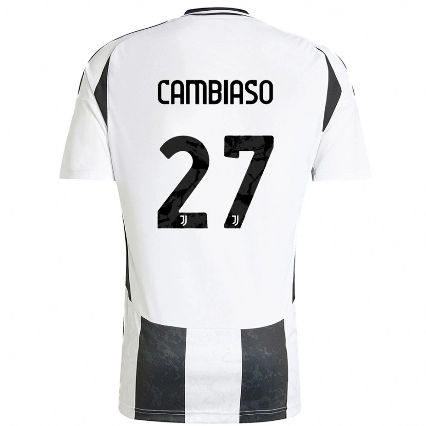 Danxen Enfant Maillot Andrea Cambiaso #27 Blanc Noir Tenues Domicile 2024/25 T-Shirt