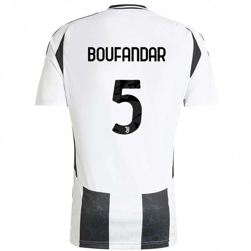 Danxen Enfant Maillot Adam Boufandar #5 Blanc Noir Tenues Domicile 2024/25 T-Shirt