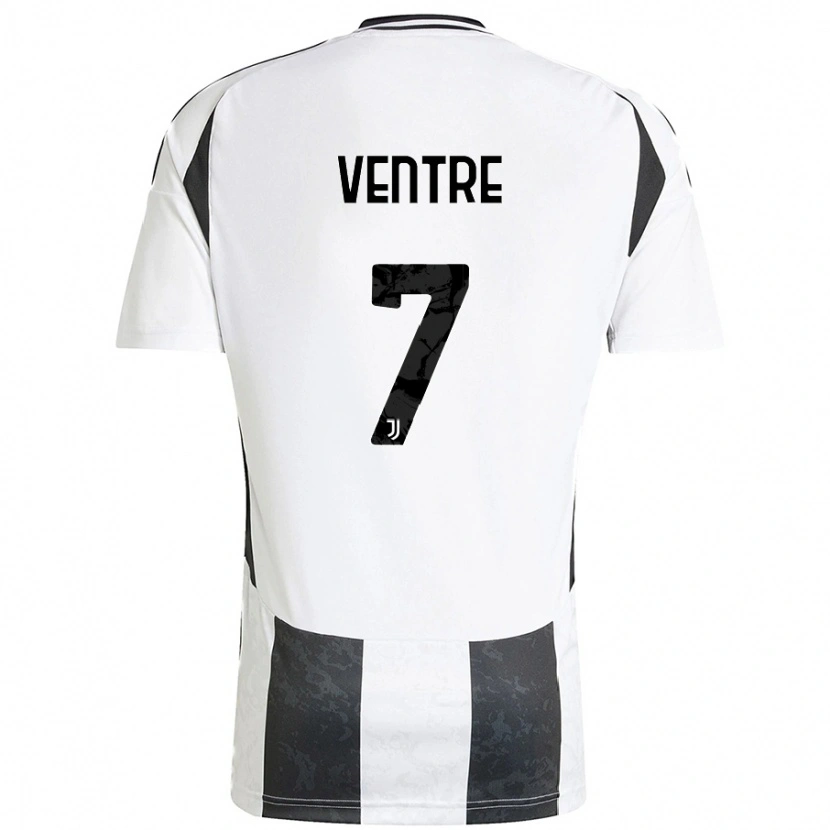 Danxen Enfant Maillot Alessandro Ventre #7 Blanc Noir Tenues Domicile 2024/25 T-Shirt