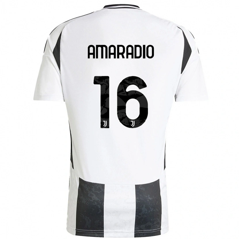 Danxen Enfant Maillot Luca Amaradio #16 Blanc Noir Tenues Domicile 2024/25 T-Shirt