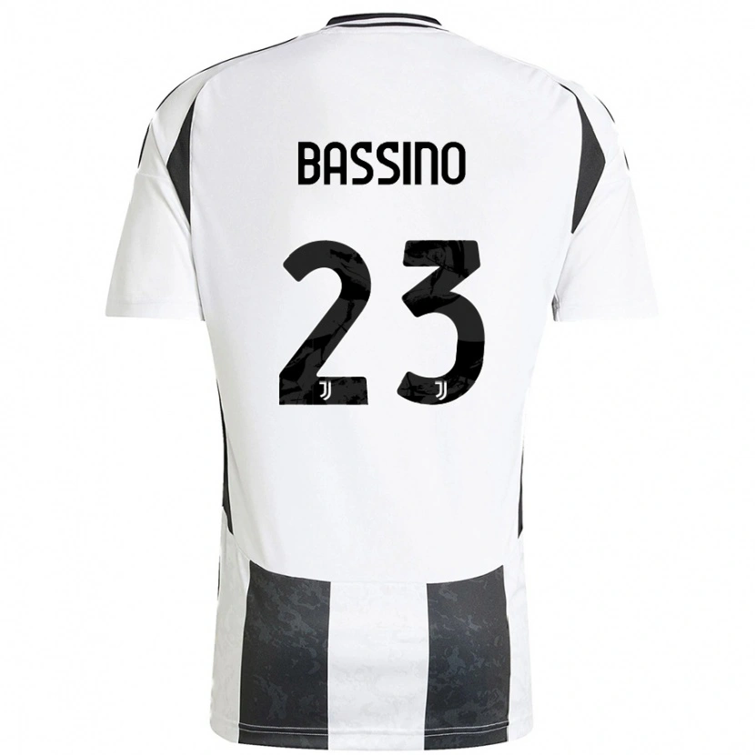 Danxen Enfant Maillot Alessandro Bassino #23 Blanc Noir Tenues Domicile 2024/25 T-Shirt