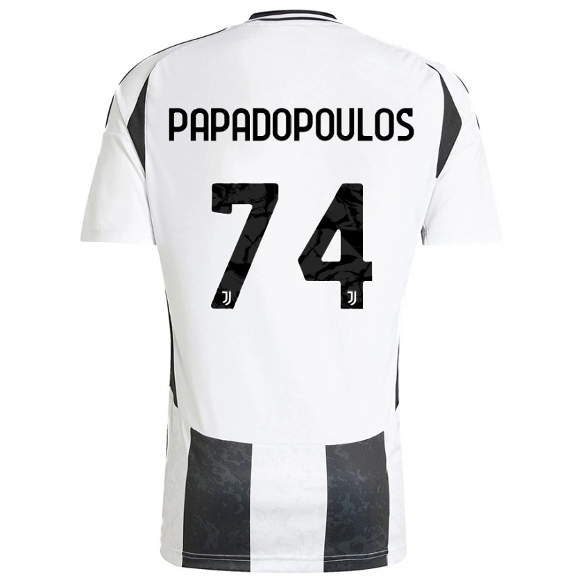 Danxen Enfant Maillot Christos Papadopoulos #74 Blanc Noir Tenues Domicile 2024/25 T-Shirt