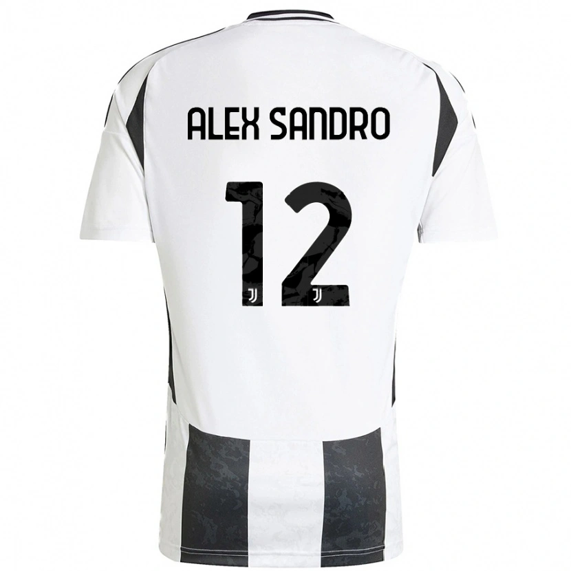 Danxen Enfant Maillot Alex Sandro #12 Blanc Noir Tenues Domicile 2024/25 T-Shirt