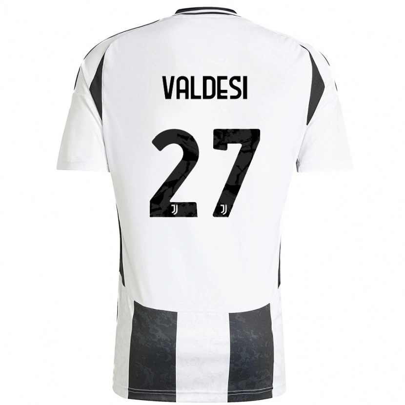 Danxen Enfant Maillot Andrea Valdesi #27 Blanc Noir Tenues Domicile 2024/25 T-Shirt