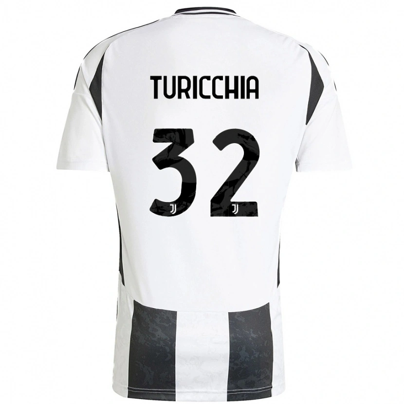 Danxen Enfant Maillot Riccardo Turicchia #32 Blanc Noir Tenues Domicile 2024/25 T-Shirt