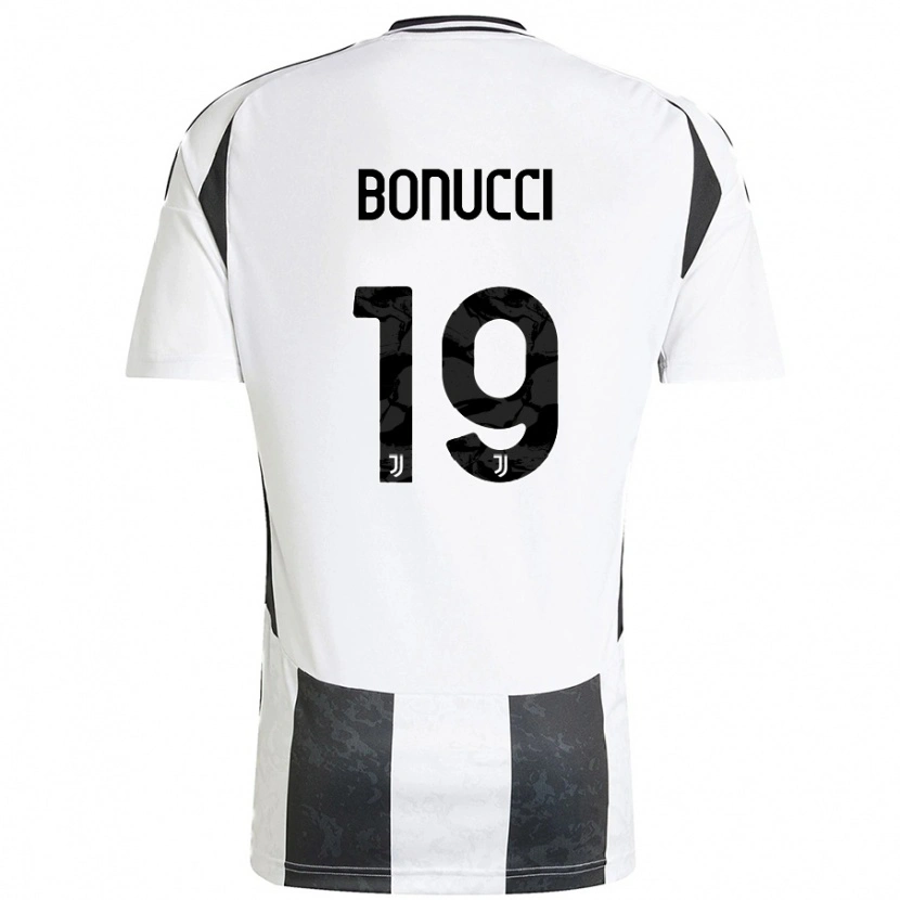 Danxen Enfant Maillot Leonardo Bonucci #19 Blanc Noir Tenues Domicile 2024/25 T-Shirt