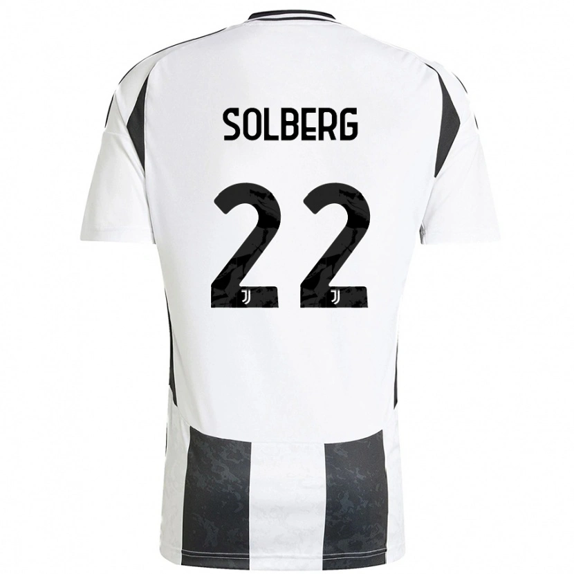 Danxen Enfant Maillot Elias Solberg #22 Blanc Noir Tenues Domicile 2024/25 T-Shirt