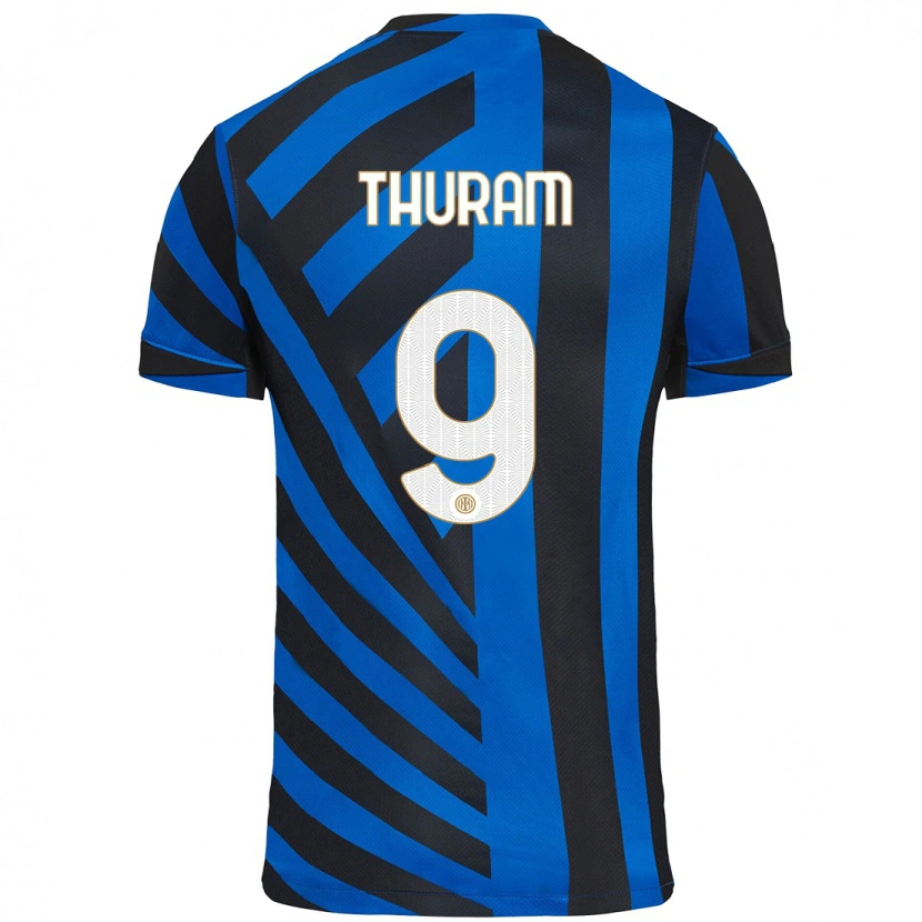 Danxen Enfant Maillot Marcus Thuram #9 Bleu Noir Tenues Domicile 2024/25 T-Shirt