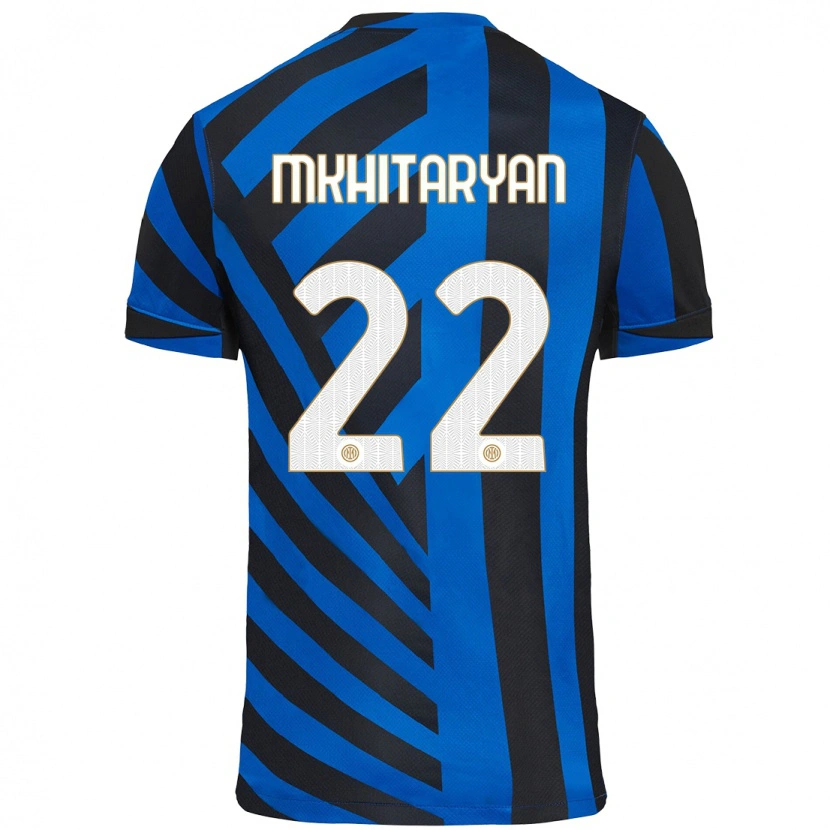 Danxen Enfant Maillot Henrikh Mkhitaryan #22 Bleu Noir Tenues Domicile 2024/25 T-Shirt