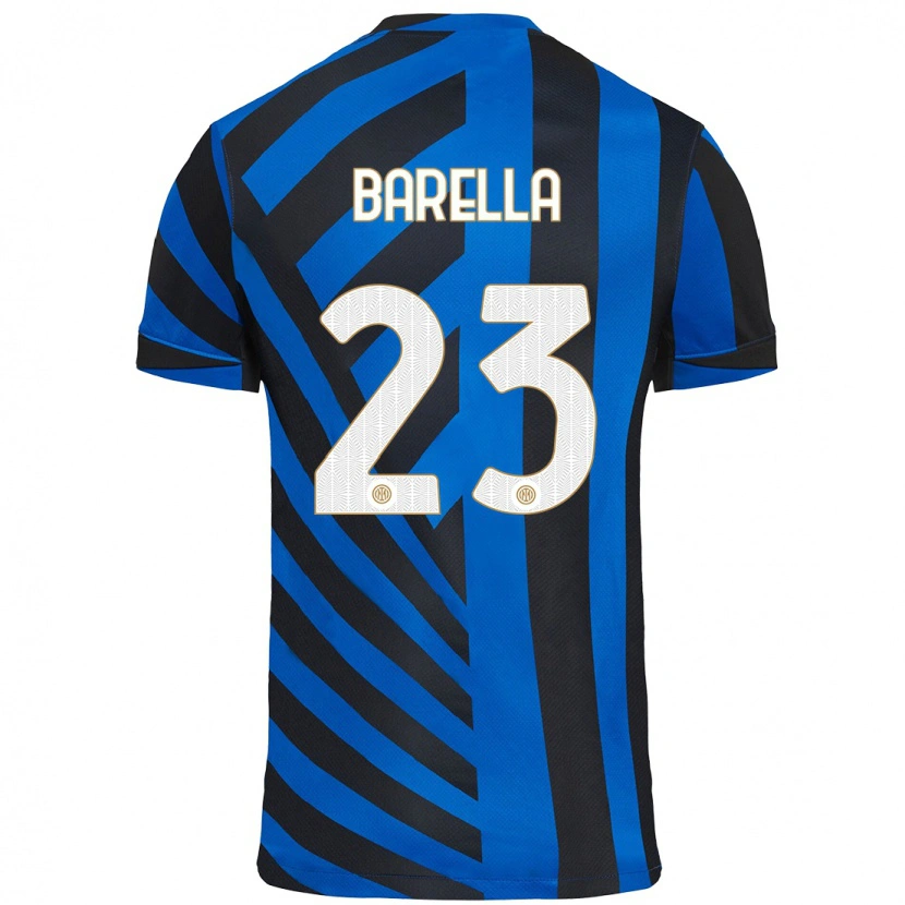 Danxen Enfant Maillot Nicolò Barella #23 Bleu Noir Tenues Domicile 2024/25 T-Shirt