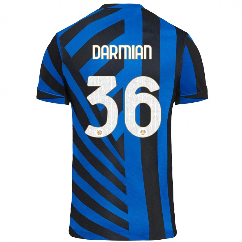 Danxen Enfant Maillot Matteo Darmian #36 Bleu Noir Tenues Domicile 2024/25 T-Shirt