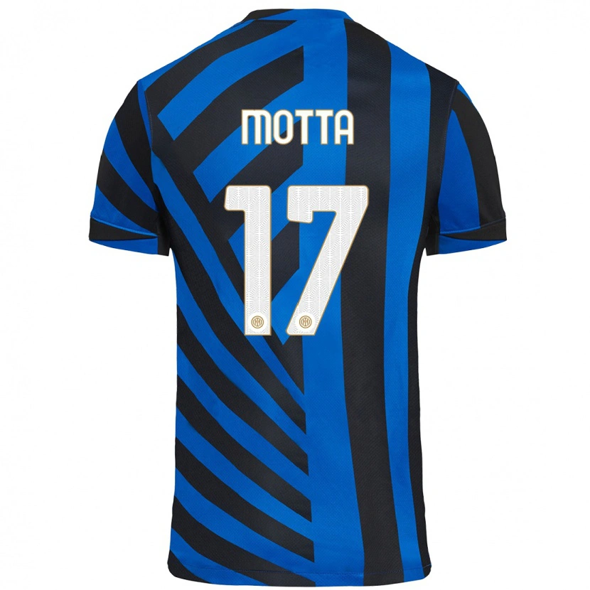 Danxen Enfant Maillot Matteo Motta #17 Bleu Noir Tenues Domicile 2024/25 T-Shirt